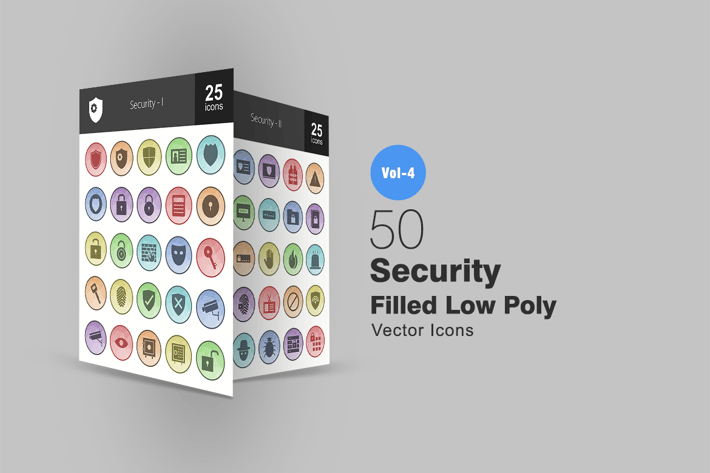 50 Security Filled Low Poly Icons