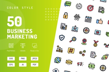 Business Marketing Color Icons