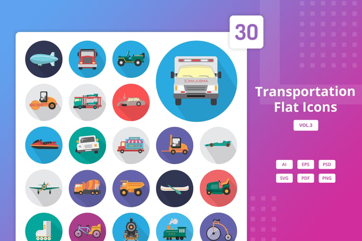 Transportation - Flat Icons Vol.3