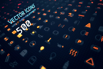 500 Vector icons + 3D glossy icon generator