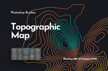 Topographic Map Photoshop Brushes