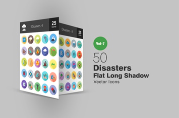 50 Disasters Flat Shadowed Icons