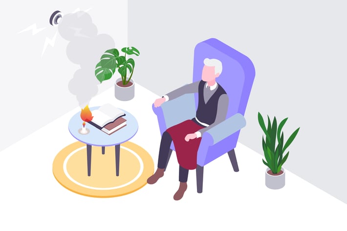 Smart Fire Alarm Isometric Illustration