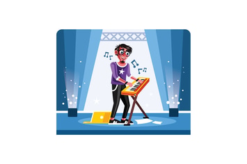 Pianist Playing Piano on Stage