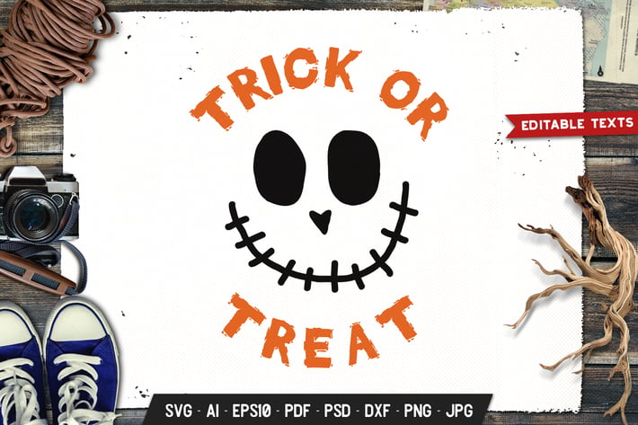 Trick or Treat Halloween Logo Retro Vector Badge