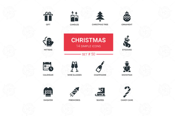 Holidays theme, Christmas - line design icons set