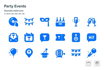 Party Events Roundies Solid Glyph Icons