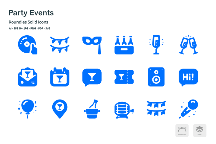 Party Events Roundies Solid Glyph Icons