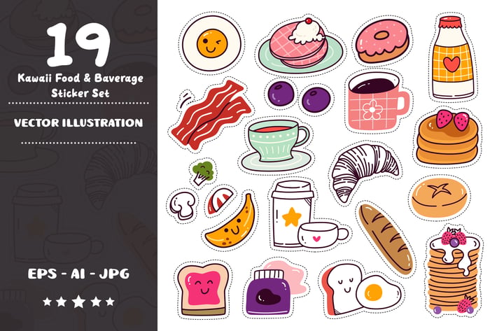 Kawaii Food and Baverage Sticker Set