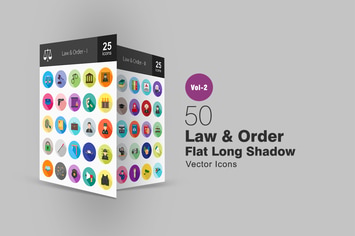 50 Law & Order Flat Long Shadow Icons