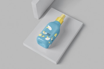 Glossy Plastic Spray Bottle Mockups