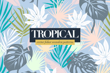 Colorful Tropical Foliar Seamless Patterns