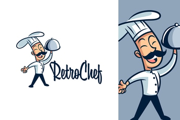 Cartoon Retro Vintage Cook or Chef Logo