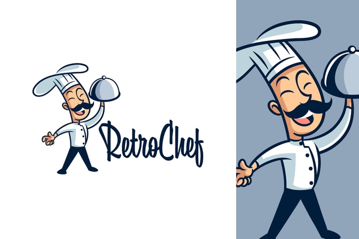 Cartoon Retro Vintage Cook or Chef Logo