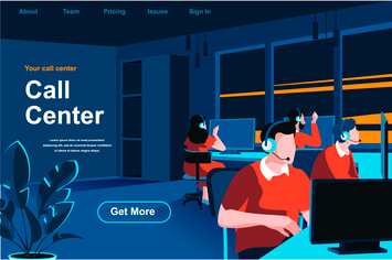 Call Center Isometric Web Page Flat Concept