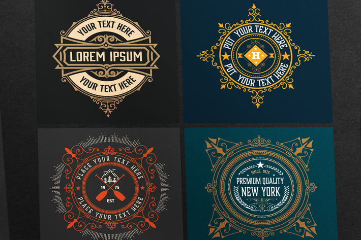 Set of 4 vintage logos ready for packing