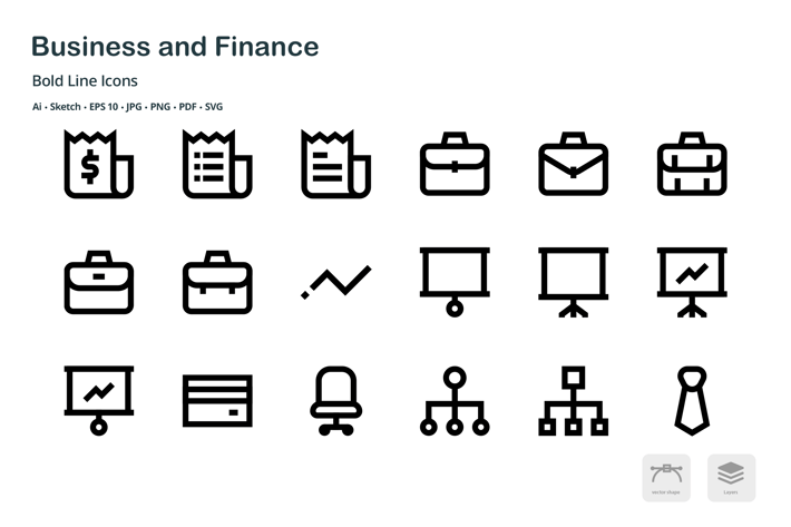 Business and Finance Mini Bold Line Icons