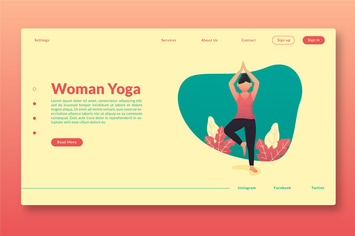 Woman Yoga - Web Header & Vector Illustration