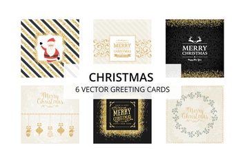 6 Golden Christmas Cards / Backgrounds