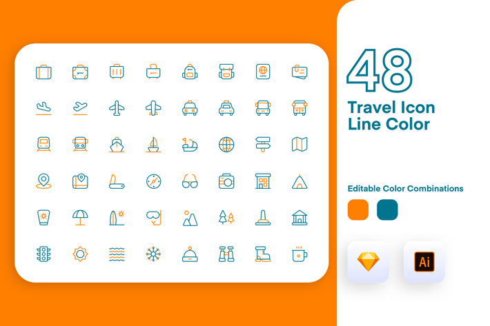 Travel Icon Line Color 