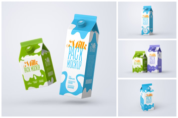 Milk Carton Box Mockup Set | Packaging Design