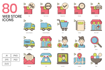 80 Web Store Line Icons