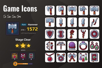 25 Iconset War Equipment for Games