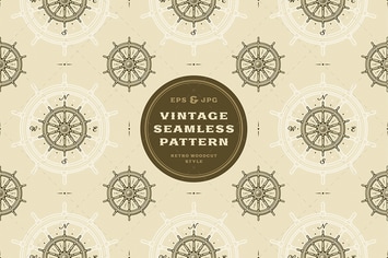 Seamless vintage ship wheel pattern