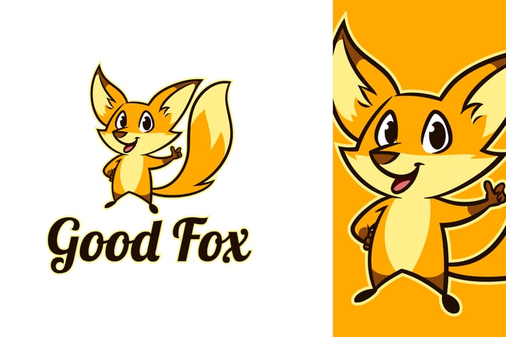 Cartoon Cute Fox Character Mascot Logo