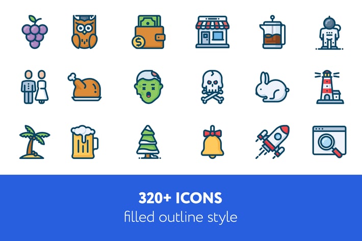 320 + icons filled outline style