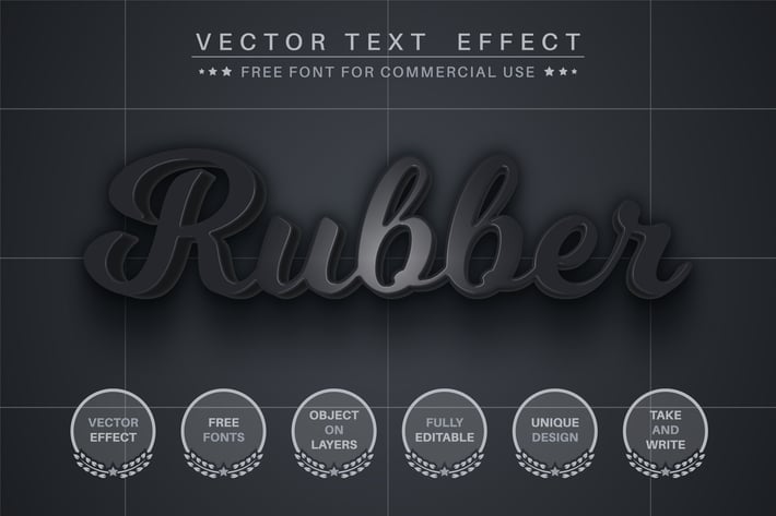 Black rubber - editable text effect, font style