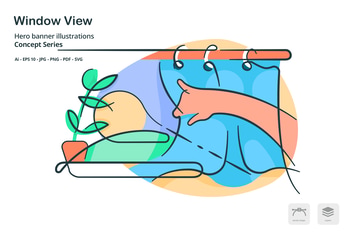 Window View Home Vector Illustration