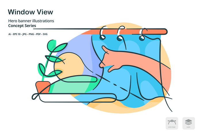 Window View Home Vector Illustration