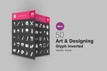 50 Art & Designing Glyph Inverted Icons