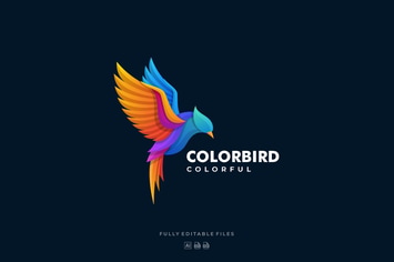 Fly Bird Color Gradient Logo