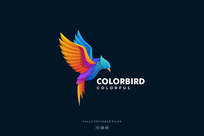 Fly Bird Color Gradient Logo