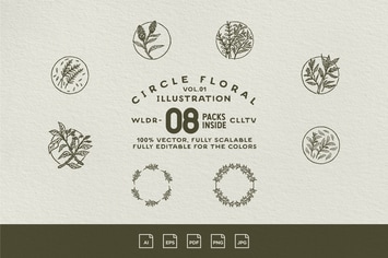 Circle Floral Illustration Vol.01