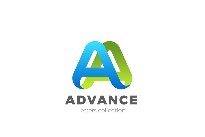 Letter A Logo design 3D Ribbon style