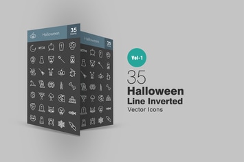 35 Halloween Line Inverted Icons
