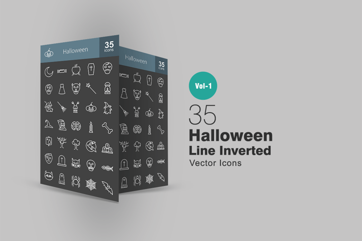 35 Halloween Line Inverted Icons