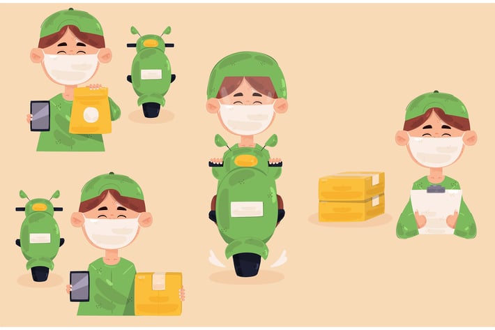 Delivery Man Ride Motorcycle Illustration