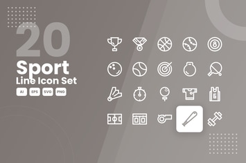 20 Sport Line Icon Set