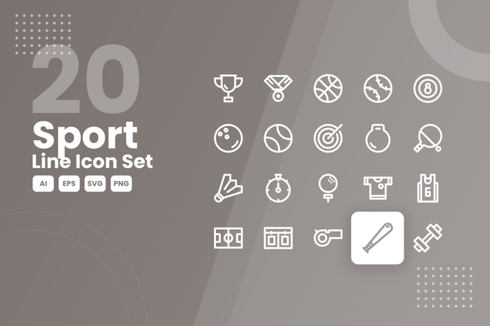 20 Sport Line Icon Set