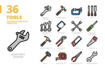 Tools Filled Outline Style Icon Set