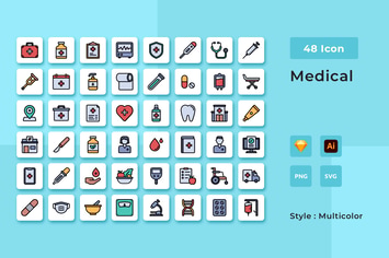 Health Multicolor Style Icon Pack
