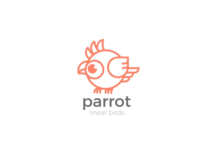 Logo Parrot Bird abstract funny Linear style