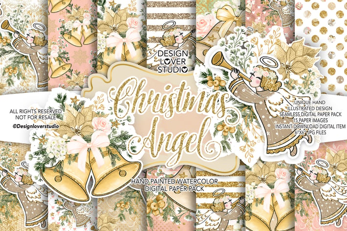 Christmas Angel digital paper pack