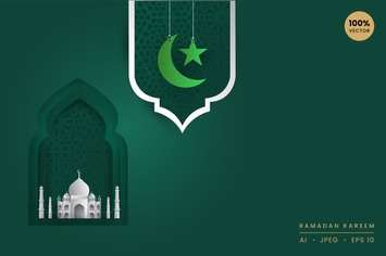 Ramadan kareem Paper Art Vector Card Vol.4