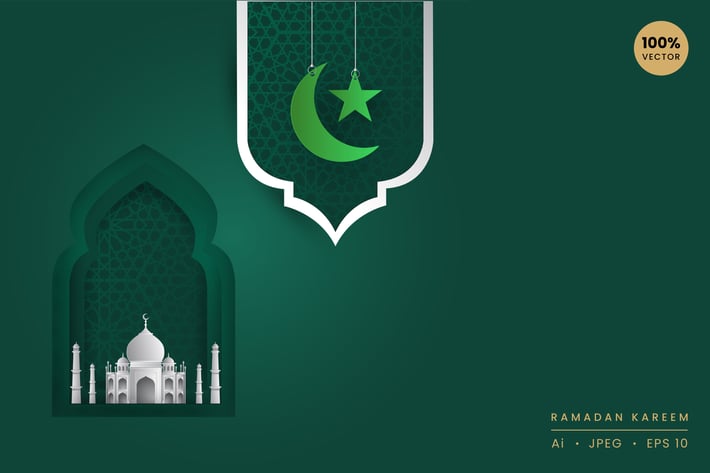 Ramadan kareem Paper Art Vector Card Vol.4