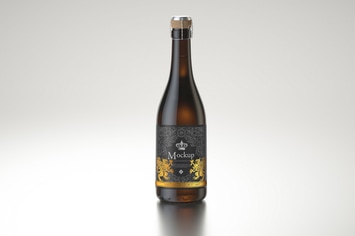 Amber Wine Bottle  Mockup